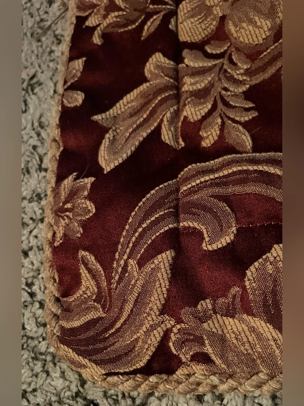 Elegant Floral Damask Jacquard Euro Pillow Cover in Burgundy